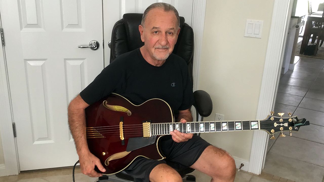 Alan with his brand new Port Wine Conti Entrada Thin Body Archtop Jazz Guitar