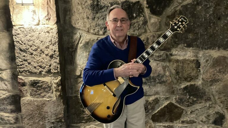 Professional Player/Educator Vince Lewis with his new Sunburst Conti Entrada Archtop Jazz Guitar