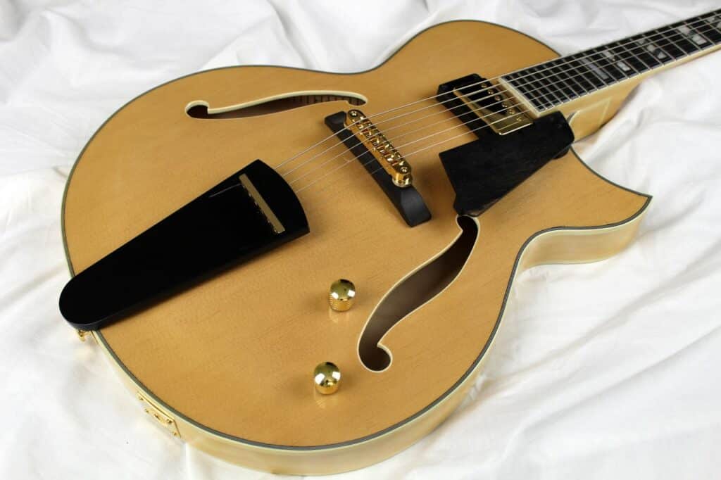 Natural Blonde archtop with Ebony Tailpiece